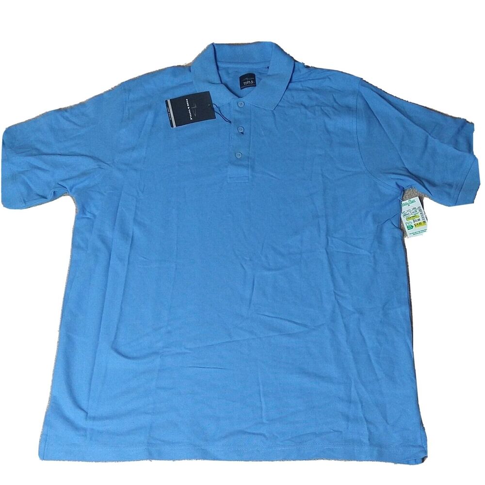 Page & Tuttle Mens Golf Polo Shirt L Blue Performance Short Sleeve